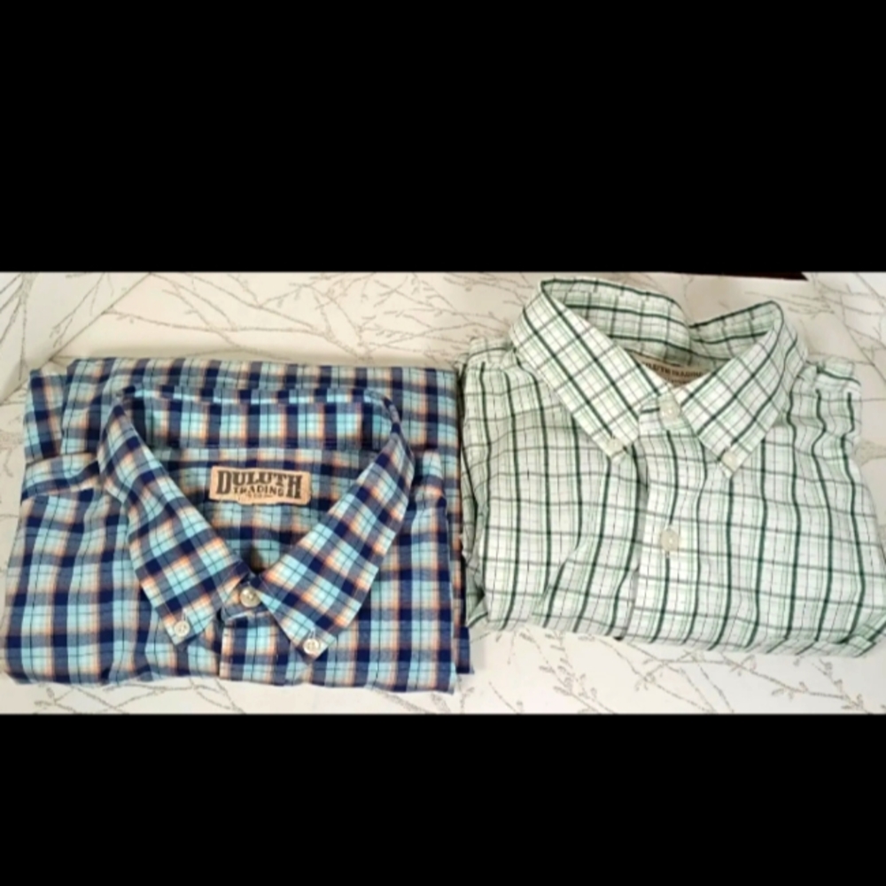 2 Duluth Trading Company Long Sleeves Plaid Shirt Men Size XL